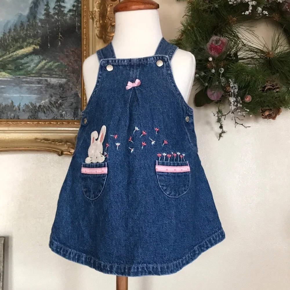 Carter’s Baby Girl Bunny Denim Dress‼️FINAL PRICE DROP